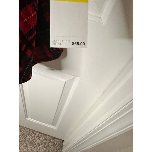 Ruby Rd Petite Medium Red & Black Plaid Cowl Neck Asymmetrical Hem Top  NWT - Picture 7 of 7